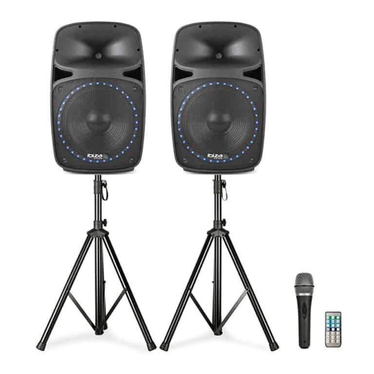 Sistem Sonorizare Activ ibiza PKG12A-SET cu Bluetooth, Stative si Microfon