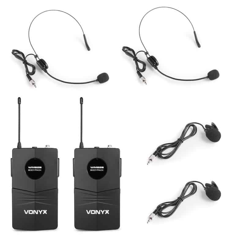 WM82 set 2 microfoane wireless lavaliera, headset