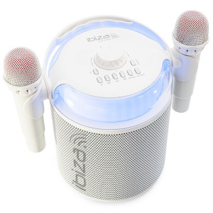 Boxa karaoke cu 2 microfoane Karahome White