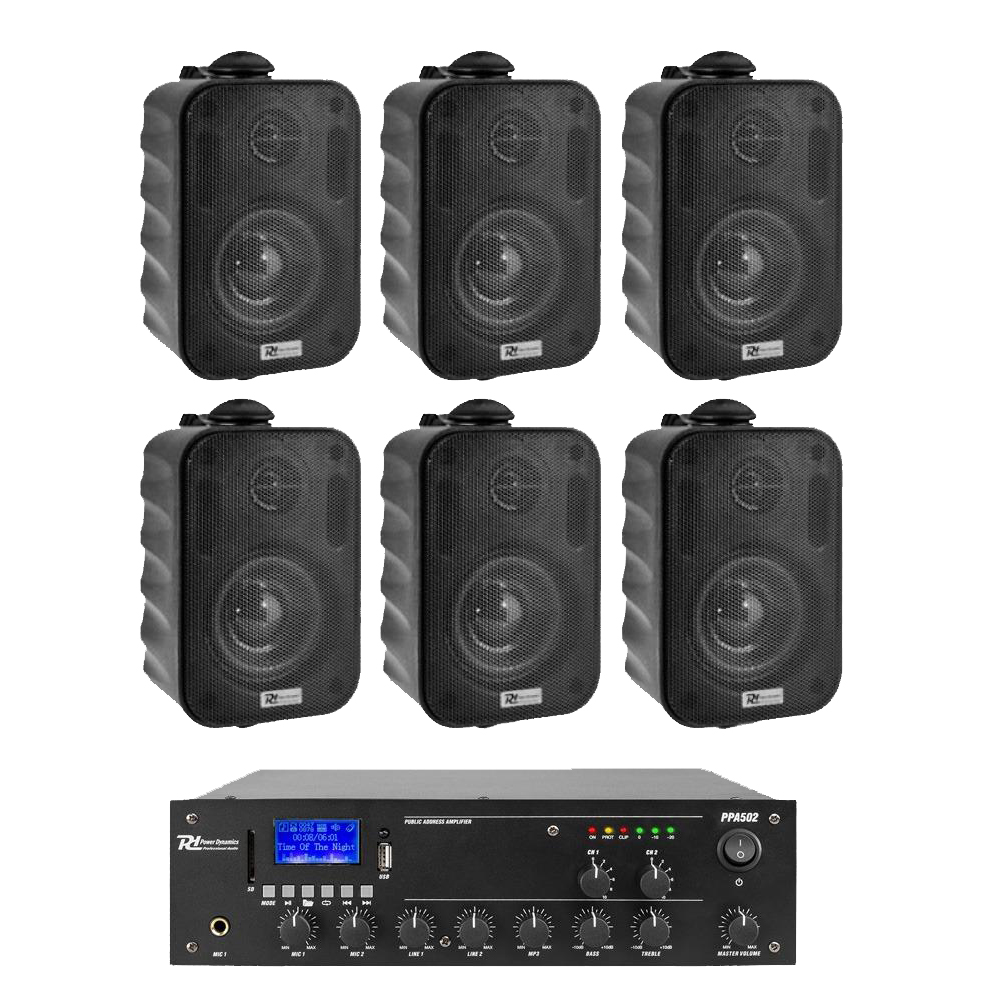 Sistem-audio-2-zone-6-boxe-exterior Sistem sonorizare 2 zone 6 boxe exterior Ambient 6AW