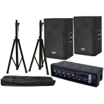 Sistem Audio Boxe C12 - Mixer Amplificat Behringer PMP550 cu Stative