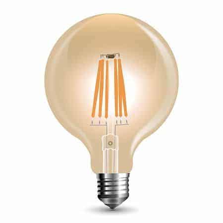 Bec LED G125 E27 Dimabil 8W Amber 2200K Bec LED G125 E27 Dimabil vintage 8W Amber 2200K