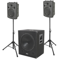 Boxe active cu stative si Subwoofer QTX Basis Bundle