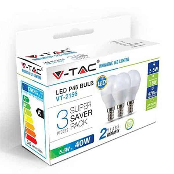 Bec LED E14 P45 6W-LED 6400k Alb Rece Set 3x Bec LED E14 P45 6W-LED 6400k Alb Rece Set 3x