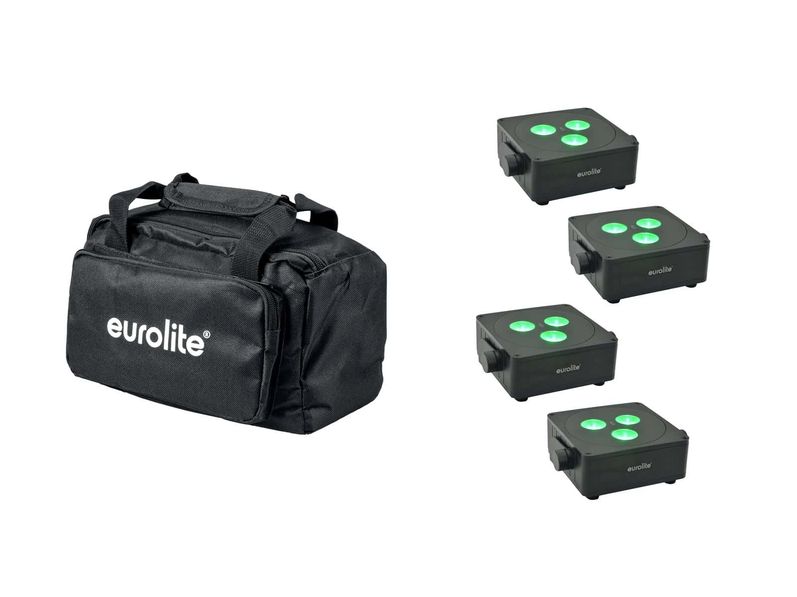 20000861a Lumini ambintale evenimente cu acumulator, set 4 AKKU IP Flat Light 3 bk + Soft Bag