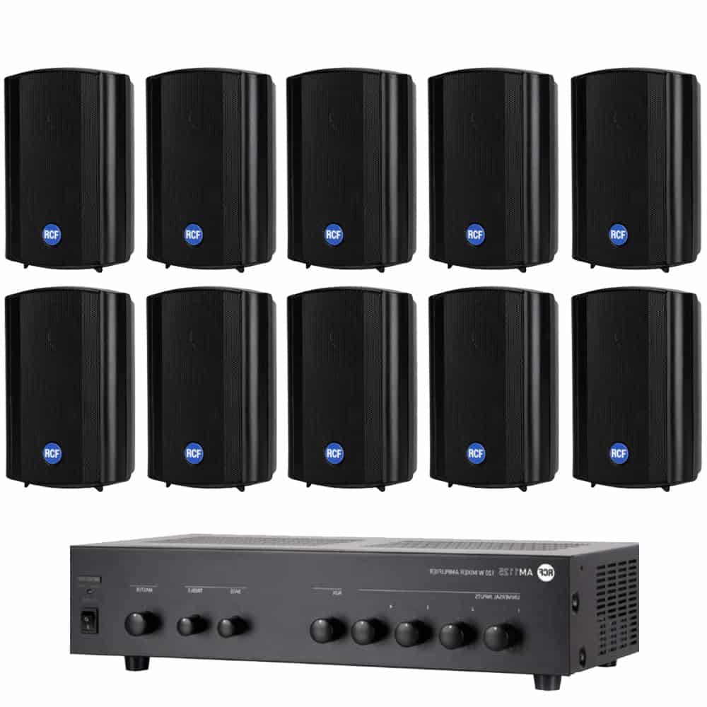 sistem-10-boxe-rcf Set sonorizare 10 boxe RCF Public Adress Wall Bundle 2 Black
