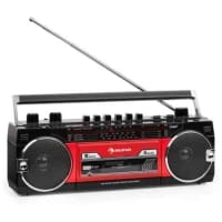 Radio-Casetofon Retro Anii '80 cu USB si Bluetooth - Rosu-negru