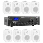Sistem boxe perete PD, 8 boxe alb-negru cu amplificator USB-SD-Bluetooth, 2 zone, restaurant, cafenea, exterior - imagine 2