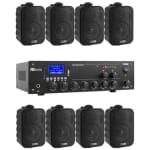 Sistem boxe perete PD, 8 boxe alb-negru cu amplificator USB-SD-Bluetooth, 2 zone, restaurant, cafenea, exterior - imagine 4