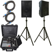 Sistem boxe 2x300W QTX Quest 15 cu mixer amplificat + microfoane wireless