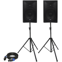 Set boxe active cu stative profesionale QTX Quest 12 Stands Bundle