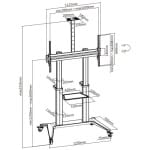 Stand TV mobil BLACKMOUNT T110, 70"-120", 125 Kg, Negru - imagine 2