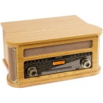 Pick-up retro cu radio, Bluetooth/CD/DAB+/FM/USB, maro deschis, Memphis - imagine 6