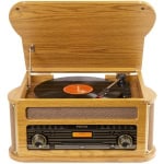 Pick-up retro cu radio, Bluetooth/CD/DAB+/FM/USB, maro deschis, Memphis - imagine 5