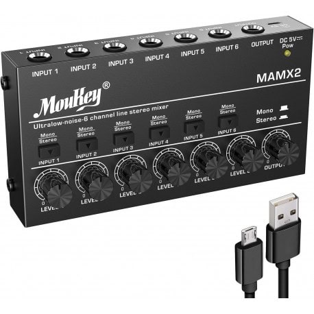 mixer-audio-moukey-mamx2-6-in-1-out Line In Mixer 6 canale Moukey MAMX2