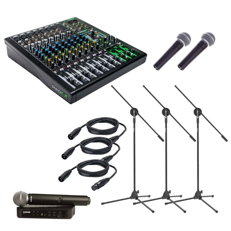 kit-mixer-microfoane-stative Set Mixer Mackie Microfoane Shure Stative Cabluri Live Kit 1
