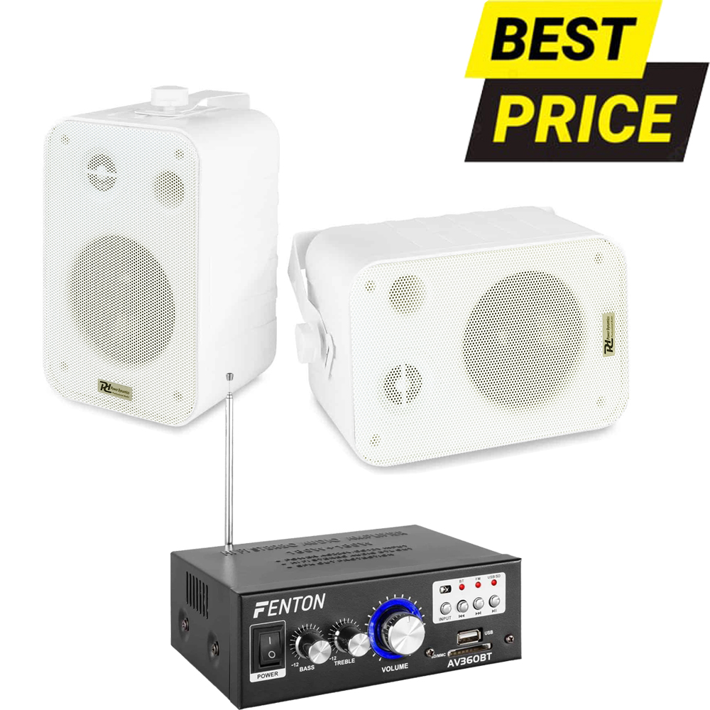 set-2-boxe Sistem audio perete 2 boxe cu amplificator Horeca Basic Wall-4WH