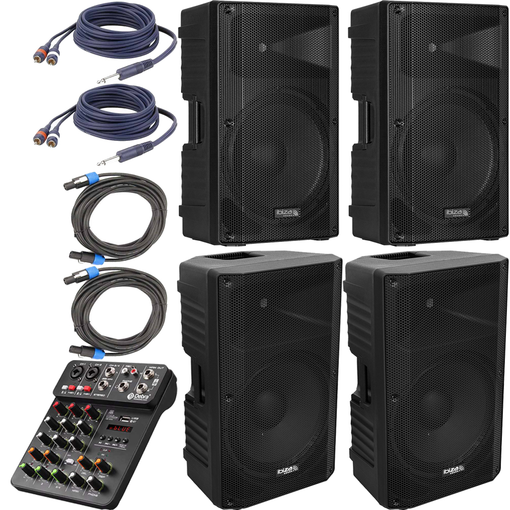 sistem-4-boxe-active-2 Sistem sonorizare 4 boxe active cu mixer Ibiza sound XTK15A Bundle 3