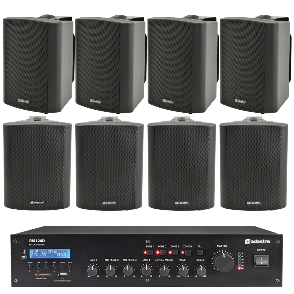 sistem-8-boxe-exterior Sistem 8 boxe exterior cu amplificator 100V Adastra BP4 Restaurant Bundle 8