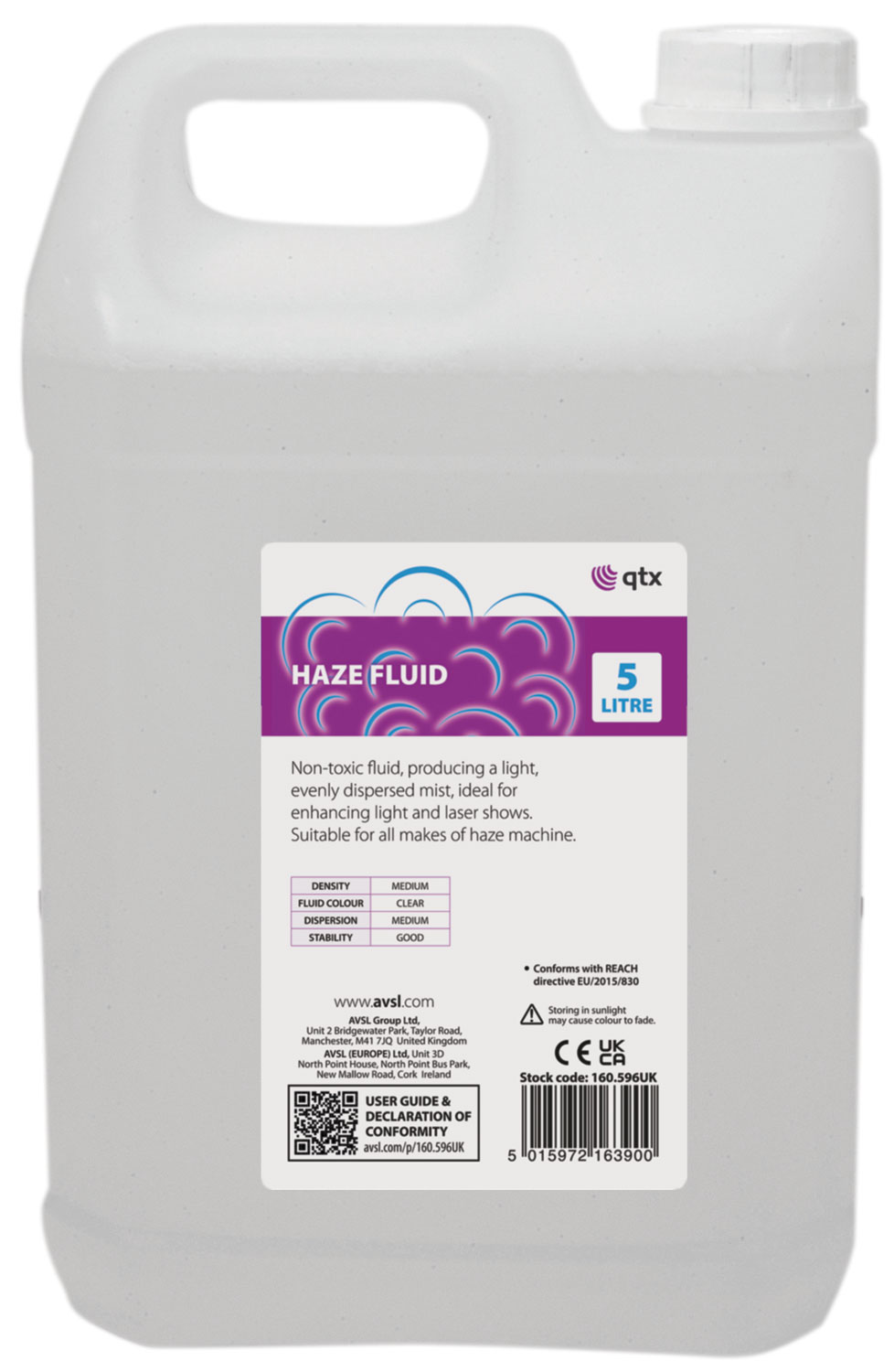 160596UK_CO1 Lichid Fum Hazer 5L QTX Haze Fluid Eco