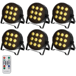 Sistem lumini ambientale interior DMX 6x LED FLAT PAR cu telecomanda