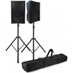 Sistem Dj Complet Boxe active bluetooth cu stative QTX Quest 15 Stands Bundle